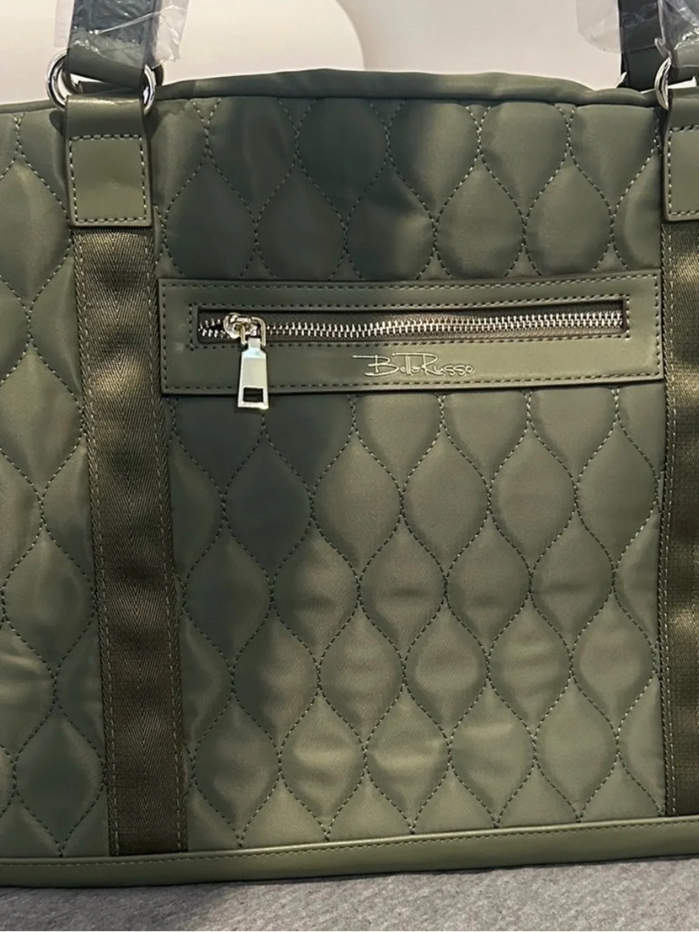 Olive Quilted Tote Bag for Men